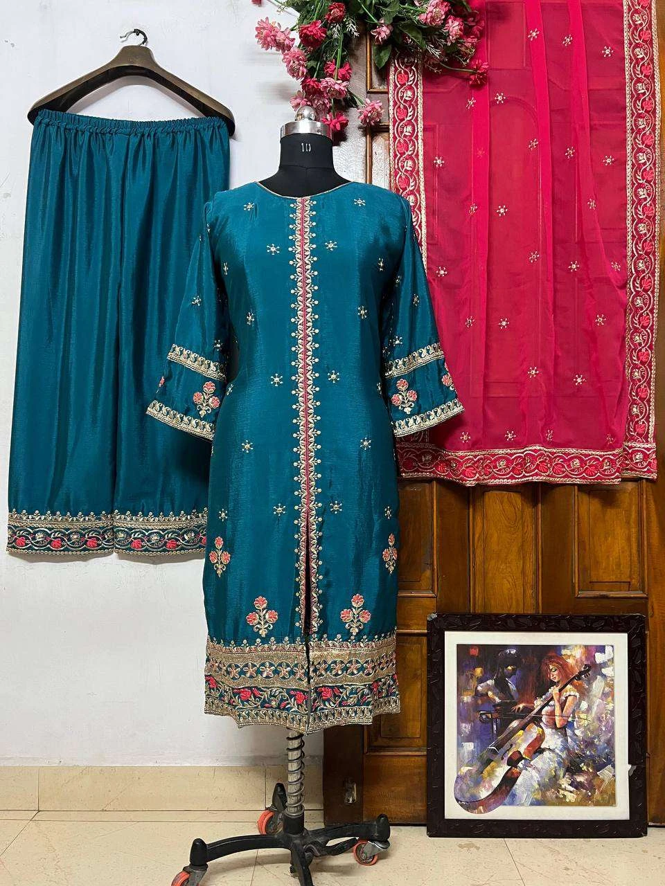 Vardan Ethnic Lc 1269 Chinon Silk Wholesale Pakistani Party Wear Salwar Suit — Wholesale Salwar Suits, MPA wholesale from Surat - Gallery Image 3